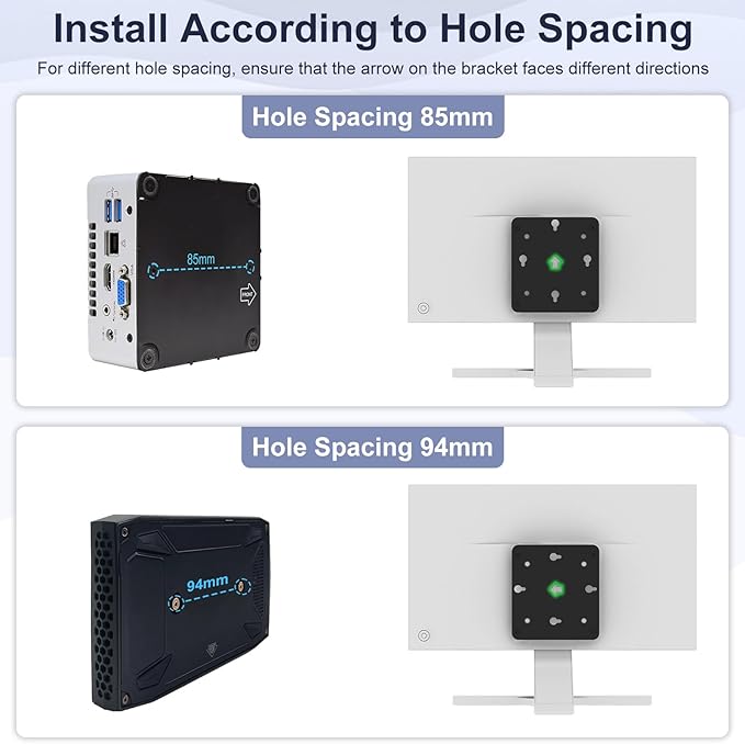 2 Packs VESA Mounting Kit Compatible with Intel NUC 13 12 11 10 8 7 6 5 Gen VESA Monitor Adapter Plate Compatible with Intel NUC Mini PC Mounting Bracket to Attach NUC Mini PC to the Back of a Monitor