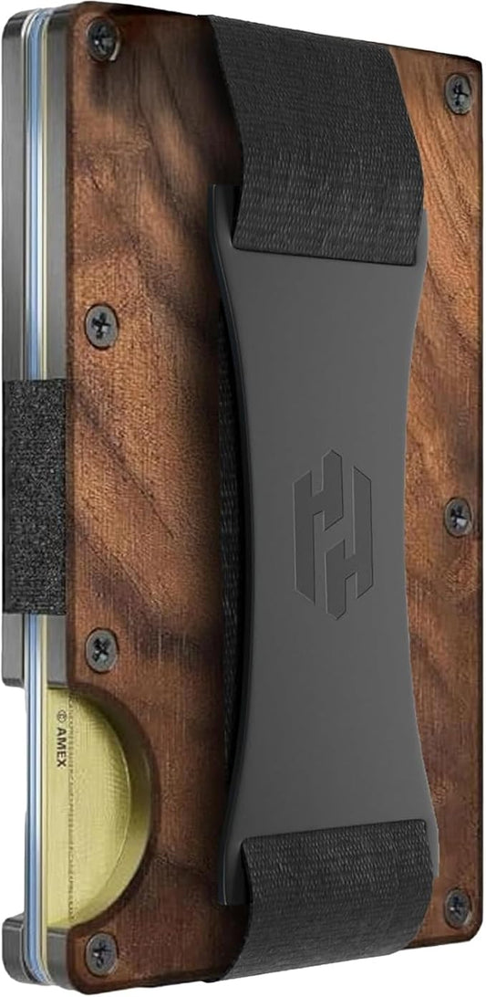 Hayvenhurst Wallet for Men - Slim RFID Blocking Metal Wallet with Cash Strap, Minimalist Front Pocket Credit Card Holder, Small Mens Wallet