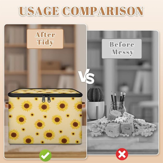 Flower Storage Basket for Bedroom Kitchen Bathroom Storage Bins with Lids Collapsible Toy Cube Storage Organizer for Kid Teen Women Men