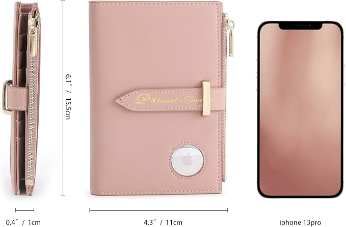 Passport Holder for Family,RFID Travel Document Organizer for Women,RFID Passport Wallet with Airtag Holder,Family Passport Protector Case, Anti-Lost Travel Essentials(Air tag Not Included)