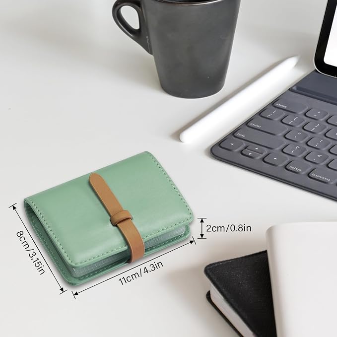 Credit Card Holder with 40 Suitable Slot, ID Card Case PU Leather Wallet for Women Men Business Organiser Pocket (Macaron Green)