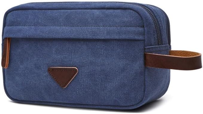 Tumecos Men’s Toiletry Bag Leather Waxed Canvas Shaving Dopp Kit Travel Accessories Organizer Bag