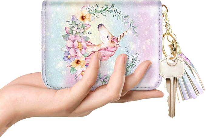 Coco Rossi Leather Credit Card Wallet for Women, RFID Blocking Zipper Cards Holder with Tassel