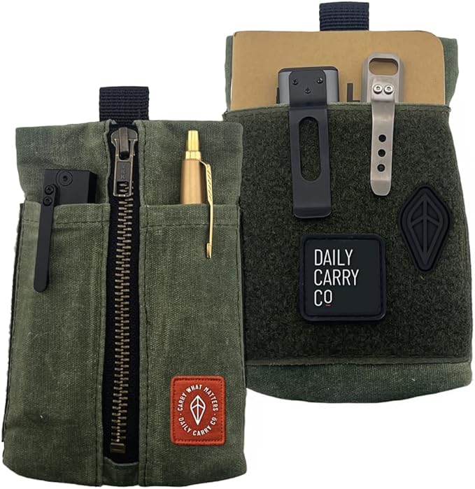 EDC Canvas Pouch (EDC Canvas Pouch, Pocket Organizer, Mighty Pouch for Men, EDC Bags with Velcro, Small Tool Pouch, Utility Pouch for Multitools, Waxed Compact Organizer