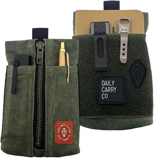 EDC Canvas Pouch (EDC Canvas Pouch, Pocket Organizer, Mighty Pouch for Men, EDC Bags with Velcro, Small Tool Pouch, Utility Pouch for Multitools, Waxed Compact Organizer
