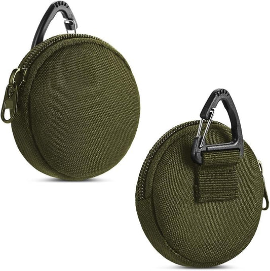 Coin Pouch for Men 2PCS Green, 1000D Nylon Small Zipper Change Purse with Triangle Buckle, Mini Portable Compact Pocket Coin Holder for Loose Change