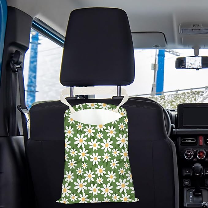 Daisy Decor Car Trash Bag Car Garbage Bag Hanging Cars Trash Can Spring Decor Waterproof Cars Back Seat Organizer for Vehicle Travelling Camping Swimming