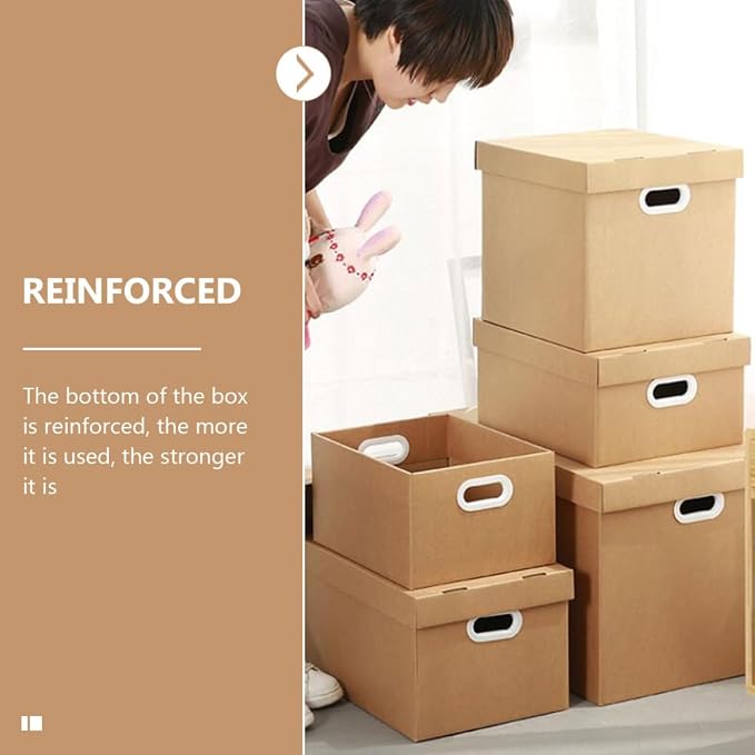 Didiseaon Document Box File Organizer with Lid 30l Kraft Paper Storage Box 43x31x24cm Office Document Holder Home Filing Case for Desktop Organization