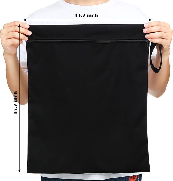 Shappy 2 Pack Large Travel Laundry Bags, Large Wet Dry Waterproof Dirty Clothes Bag for Suitcase, Swimsuit Beach Gym College Dorm Wet Bag(Solid Black)