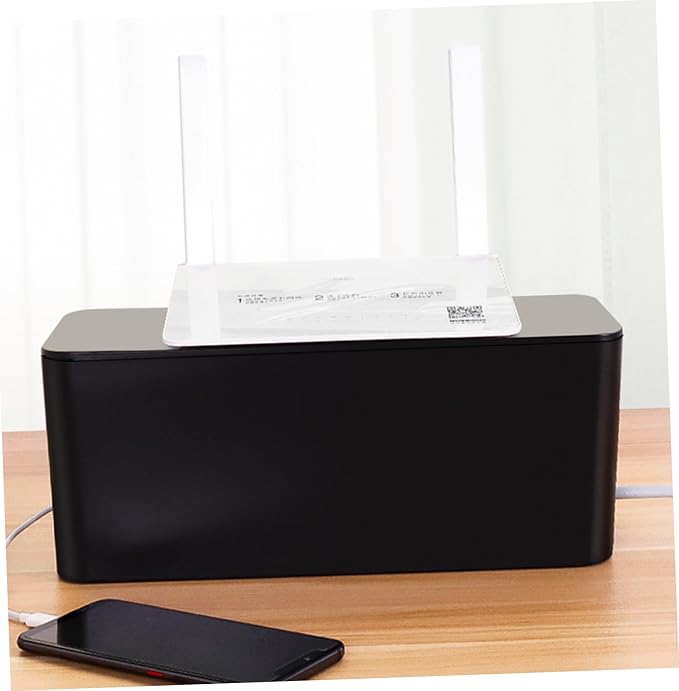 NUOBESTY 1pc Home Cable Organizer Box Opening Design Removable Cover and Smooth Corners for Cord Management Home Office and Hotel Settings