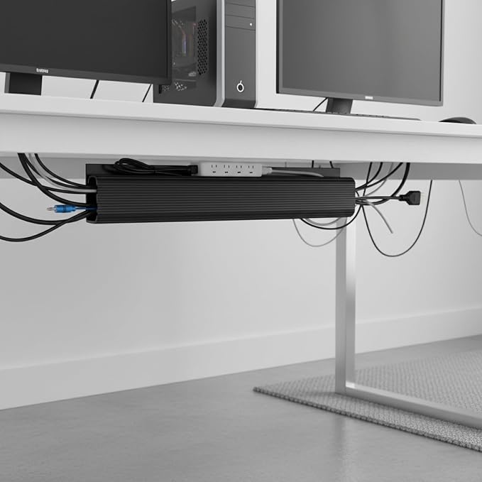 Under Desk Cable Management Tray, 15.7 Inch PP Plastic Cord Organizer for Power Strips and Wires, Mountable Raceway for Home Office and Gaming Setup
