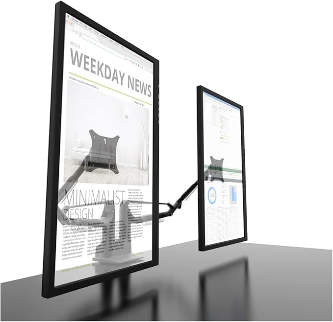 Kanto DMS2000 Dual-Monitor Desktop Mount for 17-inch to 32-inch Displays | Black