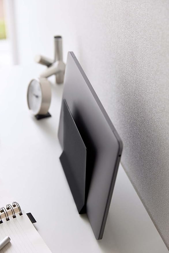Yamazaki 4499 Slim Laptop Stand, Black, Approx. W 6.3 x D 2.2 x H 6.0 inches (16 x 5.7 x 15.2 cm), Tower Tower Laptop Storage, Vertical Placement, Space Saving