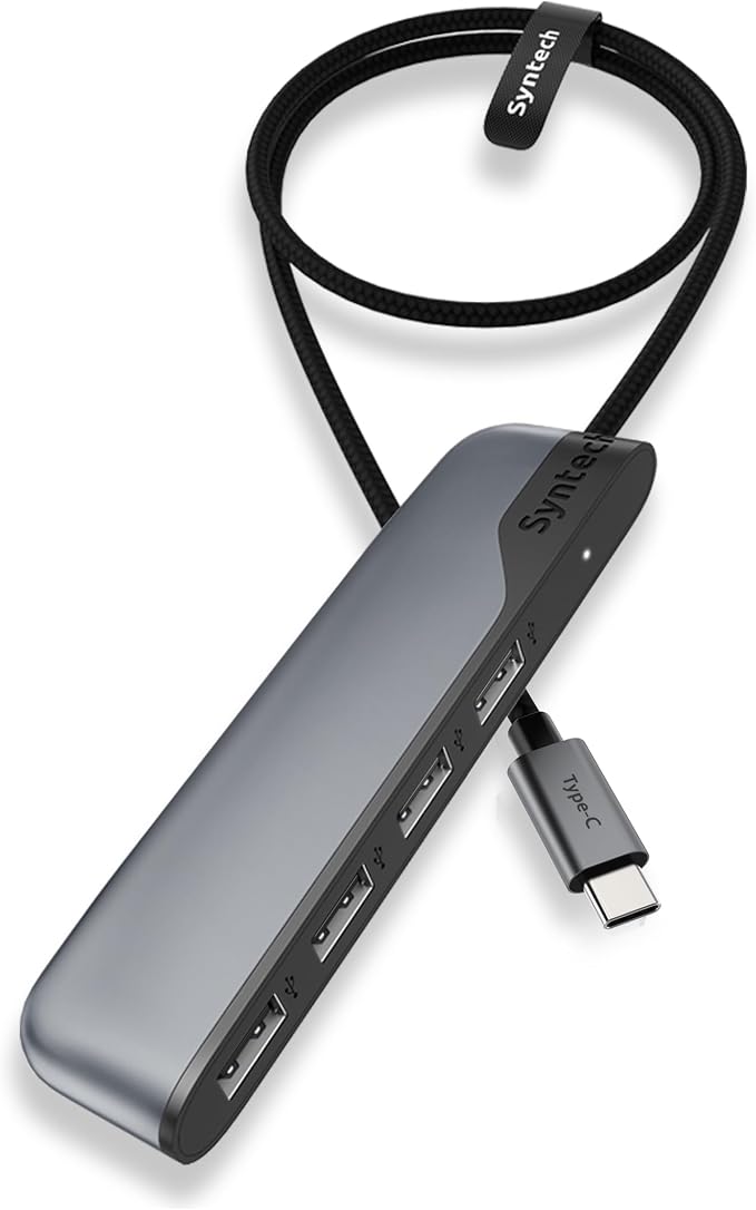 Syntech USB C to USB Hub 4 Ports, 2ft Type C to USB 3.0 Hub with A USB C to USB Adapter USB 2.0, Thunderbolt 3 to USB Hub, Compatible with iPhone 17/16/15 Pro Max, iPad mini 6, MacBook Pro/Air/Neo