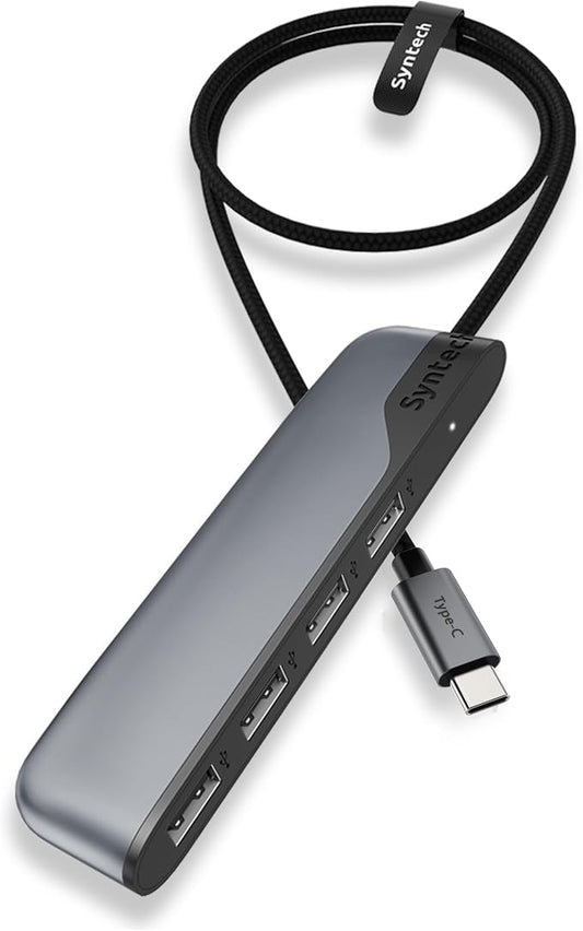 Syntech USB C to USB Hub 4 Ports, 2ft Type C to USB 3.0 Hub with A USB C to USB Adapter USB 2.0, Thunderbolt 3 to USB Hub, Compatible with iPhone 17/16/15 Pro Max, iPad mini 6, MacBook Pro/Air/Neo