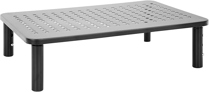 Mount-It! Height Adjustable Single Monitor Riser | Metal Mesh Computer Screen Platform | Desktop Riser for Laptop, Monitor, and Printer | 44lbs Capacity (Black)