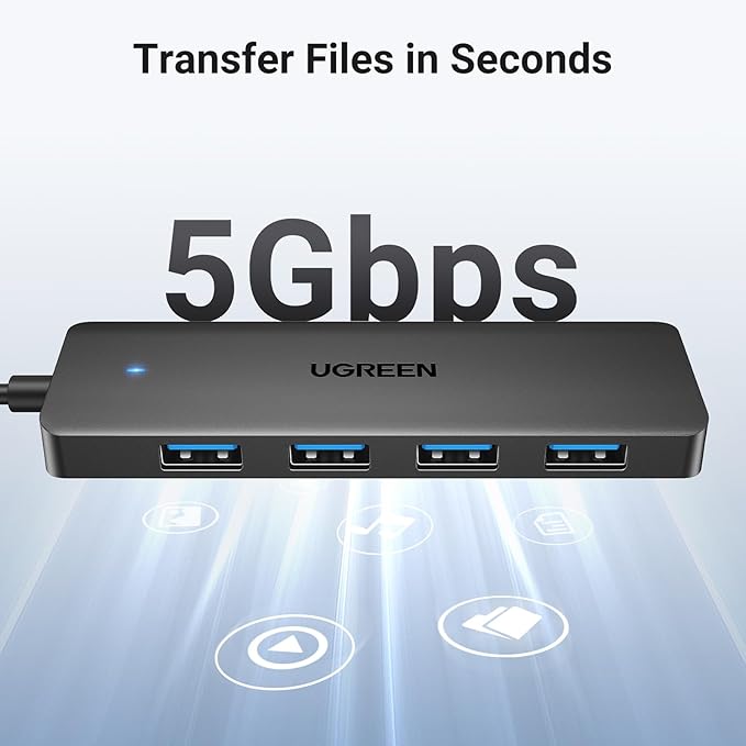 UGREEN USB 3.0 Hub, 4 Ports USB A Splitter Ultra-Slim USB Expander for Mouse, Keyboard, Flash Drive, U Disk, Printer Compatible with Laptop, Desktop PC, Xbox, PS5, and More, 3.3ft