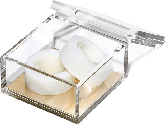 OfficeGoods Acrylic Desk Organizer w/Gold Base – Functional & Elegant Odds & Ends Box for Display or Storage – Perfect for Home or Office, Kitchen, Bathroom Vanity, Curio Display - Medium