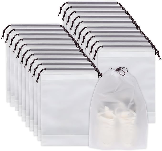 Shoe Bags for Travel, 15.7" x 11.8" Travel Shoe Bags for Packing, Large Waterproof Portable Travel Shoe Storage Bags Travel Essentials Women for and Men (20, White)