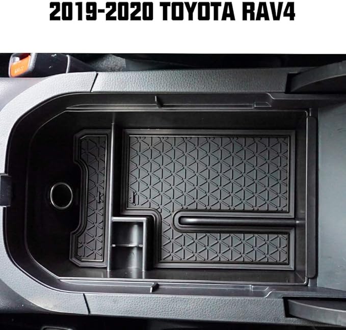 D-Lumina RAV-4 Center Console Organizer - Compatible with Toyota RAV4 2019 2020 2021 2022 2023 2024 2025 - Armrest Secondary Storage Tray, w/Black Anti-Dust Mats
