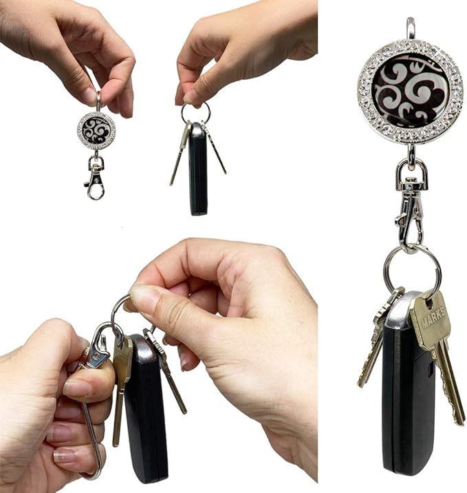 Women’s Bag Charm Key Finder, Car Keychain Hook, Cute Purse Organizer & Tote Bag Accessories, Gifts for Mom - Bling