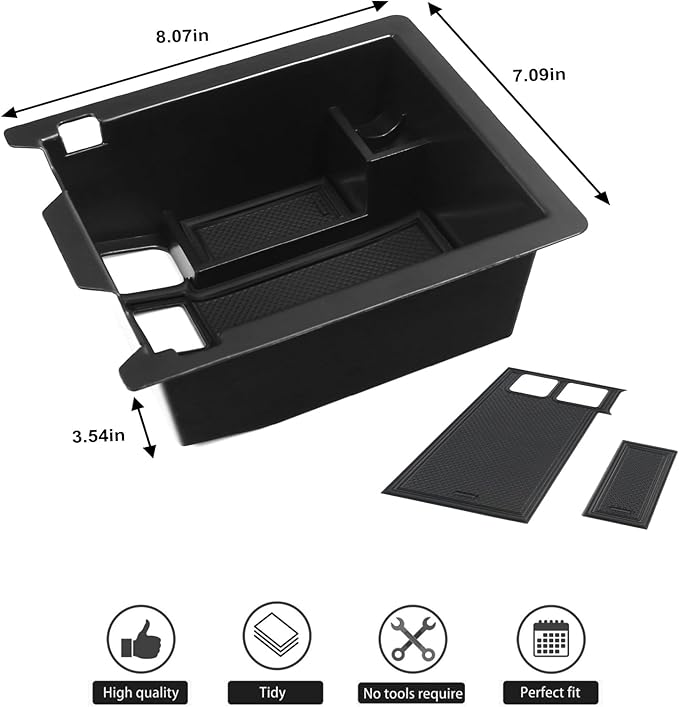 Center Console Organizer Tray Compatible with Mazda 2017-2025 CX-5 CX5 Accessories Armrest Storage Box ABS Console Insert Tray Container (Black Mat)