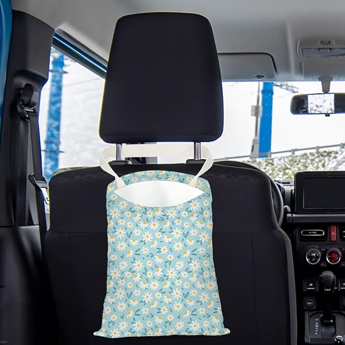 Daisy Decor Car Trash Bag Car Garbage Bag Hanging Cars Trash Can Spring Decor Waterproof Cars Back Seat Organizer for Vehicle Travelling Swimming Camping