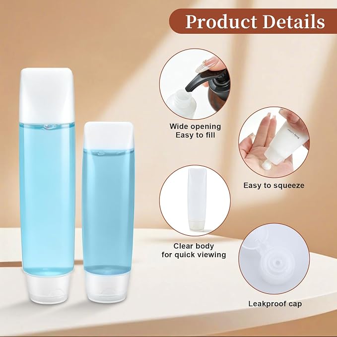 TSA Approved Leak Proof Travel Bottles, Empty Travel Size Bottles & Travel Toothpaste Container, Travel Size Accessories and Shampoo Conditioner Bottles with Toiletry Bag (BPA Free)