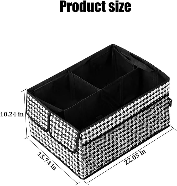 Car Trunk Organizer, Collapsible Waterproof Automotive Storage Cargo Organizer, Multi Compartment Portable Vehicle Container Box Accessories, Universal for Truck SUV Minivan (Checkerboard)