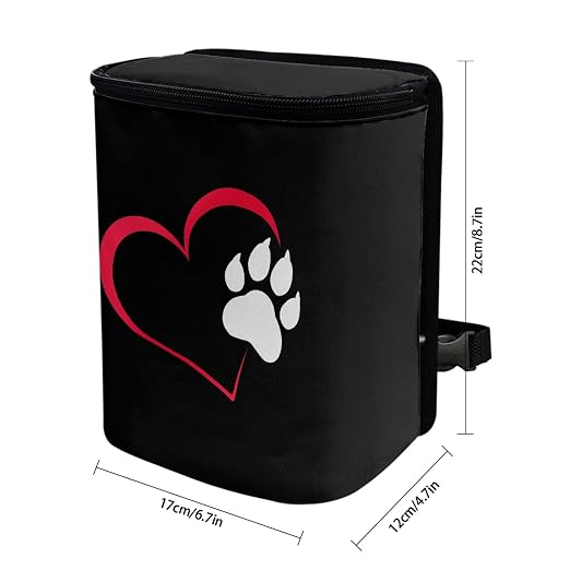 Cute Love Paw Car Trash Can with Lid Car Garbage Can Car Waste Basket, Leak-Proof Car Trash Bin, Car Trash Hanging Car Accessories Interior Car Organizer Bag