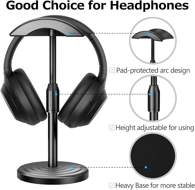 Headphone for Desk Hanger Holder Organizer Keeper Racks Storage Mount Gaming Headset Stand Premium Functional Craftmanship Headset Stand (Black)