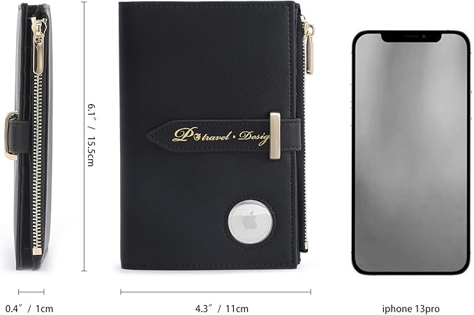 Passport Holder for Family,RFID Travel Document Organizer for Women,RFID Passport Wallet with Airtag Holder,Family Passport Protector Case, Anti-Lost Travel Essentials(Air tag Not Included)