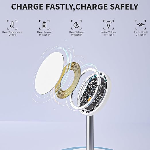 Magnetic Wireless Charging iPhone Stand,25W Fast Mag-Safe Charging Stand Station Pad 6 Foot Long Apple Magnet Wireless Charger with Plug for iPhone 17/17 Pro/Air/16/15/14/13/12 Series,AirPods Pro 3/4