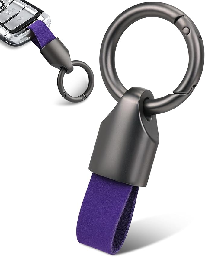 Car Key Chain Clip Leather Keychain Key Fob, Key Chain Rings for Car Keys Key Holder with Zinc Alloy Buckle for Men