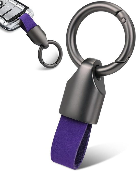 Car Key Chain Clip Leather Keychain Key Fob, Key Chain Rings for Car Keys Key Holder with Zinc Alloy Buckle for Men