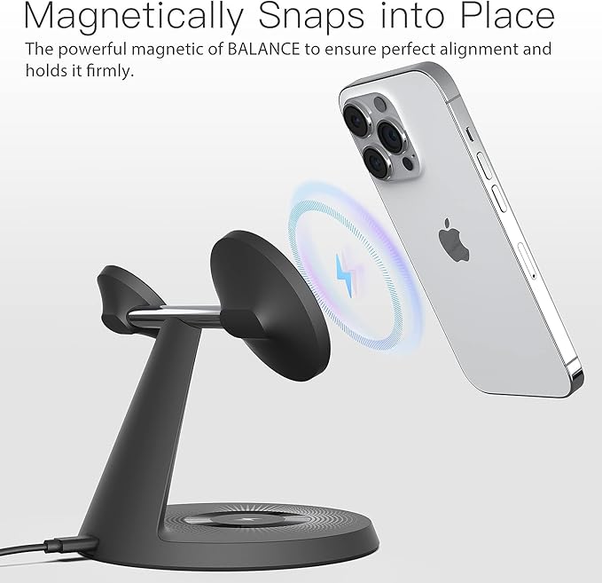 3-in-1 Wireless Charging Station for Apple Devices - Fast Charging Station for iPhone and Watch with MagSafe, Stable Charger Stand for iPhone 17 Air 16 15 14 13 12 Series & iWatch & AirPods