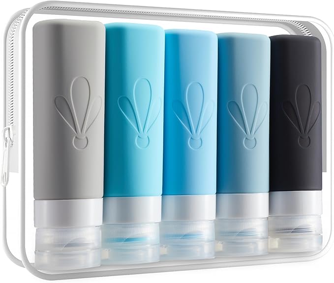 INSFIT Travel Bottles for Toiletries, TSA Approved 3oz Travel Size Toiletries, BPA Free Leak Proof Squeezable Silicone Tubes Travel Essentials for Shampoo Conditioner Lotion Soap