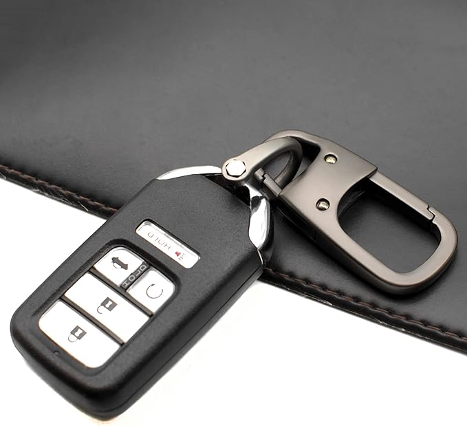 MECHCOS Metal Keychain Car Fob Key Chain Holder Clip with Detachable Valet Key Ring & Anti-Lost D-Ring for Men and Women - Gunmetal