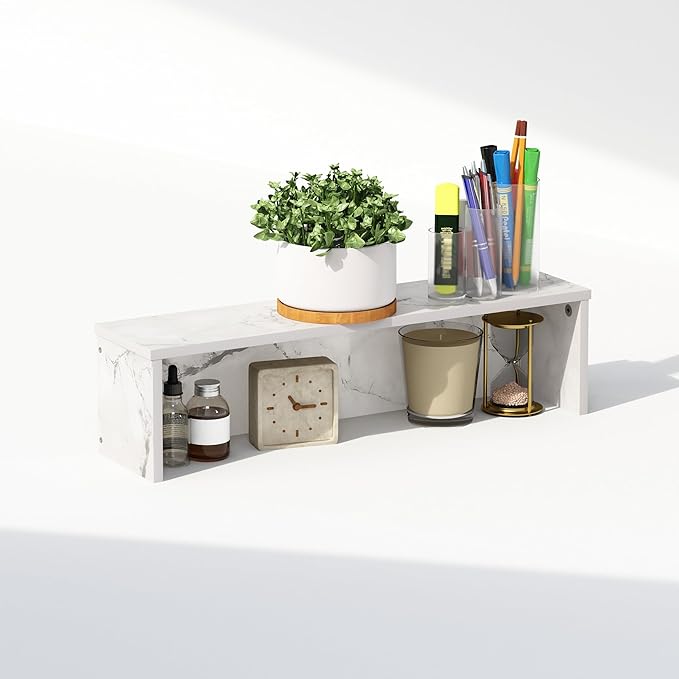 Furinno Classic Desk Organizers and Accessories, 23-Inch Desk Organizer, Desktop Organizer, for Office Supplier, Office Desk Accessories, Marble White