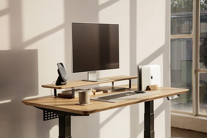 Oakywood Dual Monitor Stand - Handmade in EU - Natural Wood Monitor Stand Riser - Laptop Accessories ??220 lbs (100 kg) Capacity - 41.3"x9" (105x23 cm) ??100% Natural Oak Veneer