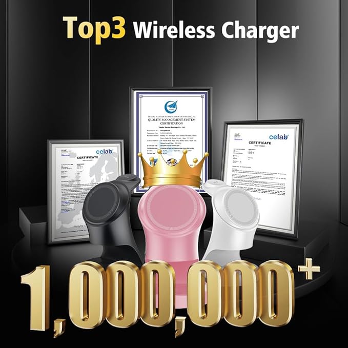 Wireless Charger,3 in 1 Magnetic Wireless Charger Stand, Fast Wireless Charging Dock for iPhone 17/16/15/14/13/12 Series, Apple Watch Series, AirPods Pro.