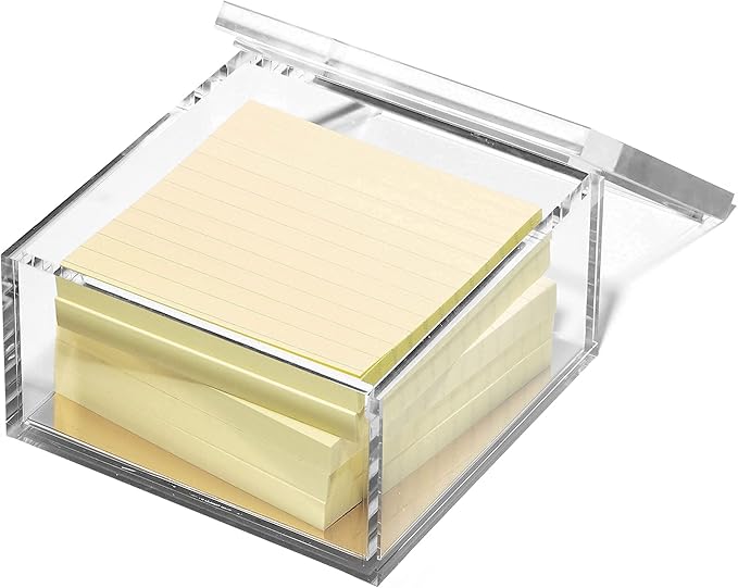 OfficeGoods Acrylic Desk Organizer w/Silver Base – Functional & Elegant Odds & Ends Box for Display or Storage – Perfect for Home or Office, Kitchen, Bathroom Vanity, Curio Display - Large