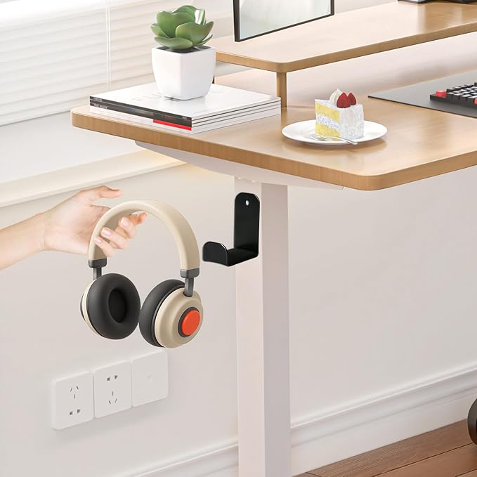Wall Mount Headphone Stand, 1-Pack Adhesive & Screw Headphone Holder with Rubber Pad, Sticky Headset Hook Hanger for Gaming Desk or Wall, Universal Headset Organizer Accessory