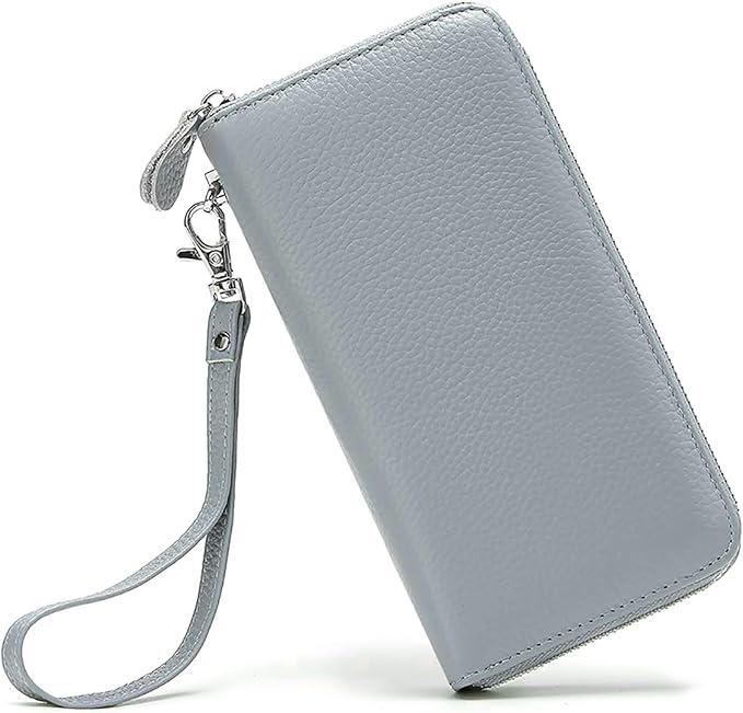 Moflycom Womens Wallet RFID Blocking Genuine Leather Zip Around Wallet Clutch Wristlet Travel Long Purse for Women