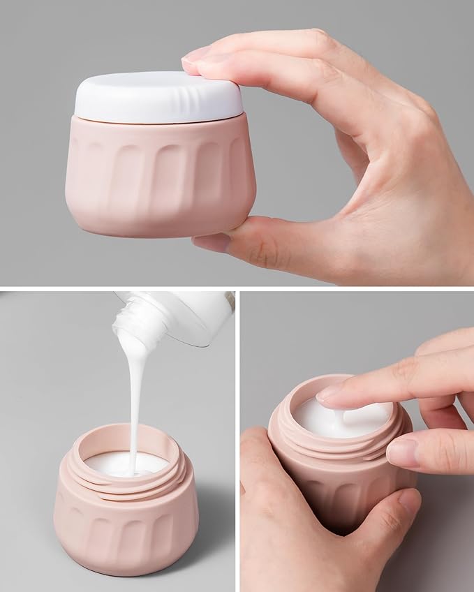 Mrsdry Travel Size Toiletries 8 Pack, TSA Approved 3oz Silicone Squeeze Bottles & Cream Jars with Clear Travel Bag