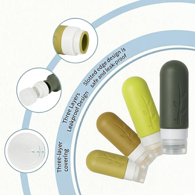 DEPOZA Travel Bottles Kit (16 Pack) - TSA Approved, Leak Proof Silicone Squeezable Containers for Toiletries. Complete Set with Jars, Sprayers & Bag (M-Green)