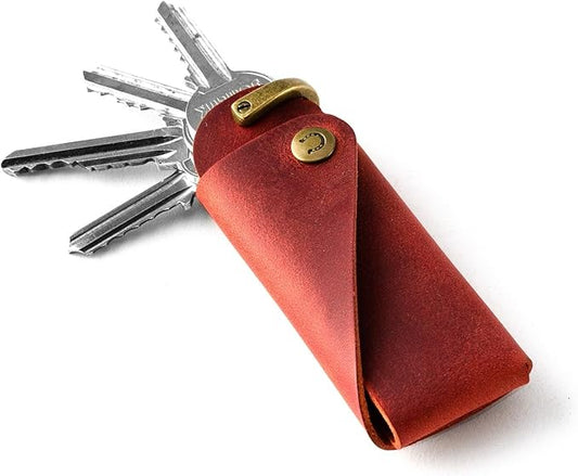 Crazy Horse Craft, Leather Key Holder, Keychain, Minimalist Keyring, Fob, EDC Organizer Cover Sleeve Finder Bag Tag Case