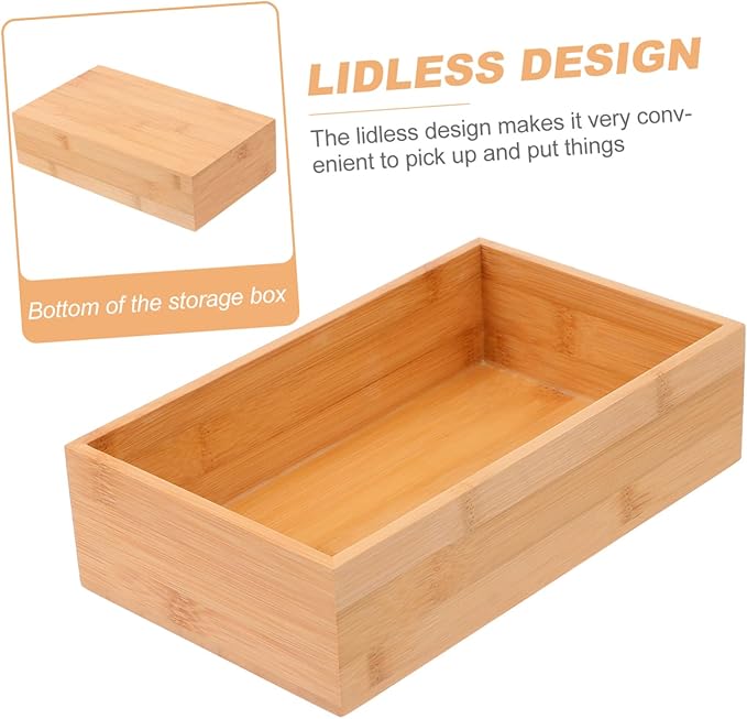 ERINGOGO Refined and Wood Desktop Storage Box for Home Organization Versatile Container for Desktop Decoration Space Saving Design Easy to Use Khaki Color