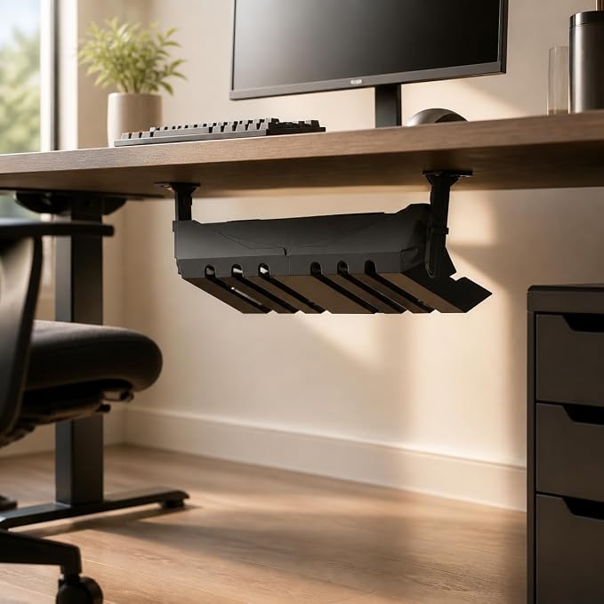Cable Management Box, Cord Organizer Box for Desk Organizer, Under Desk Cable Box for, Modern Minimalist Home Office, Black