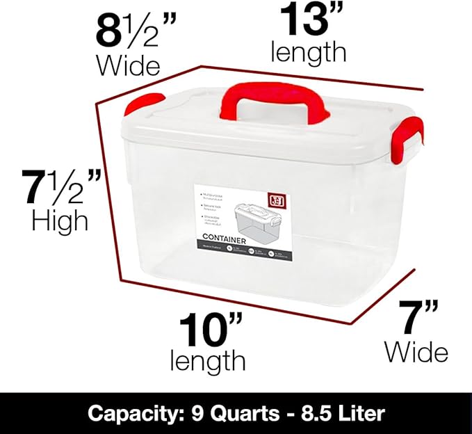 Tribello Clear Plastic Storage Bins with Lids and Handle Stackable Storage Bins, 9 Quarts